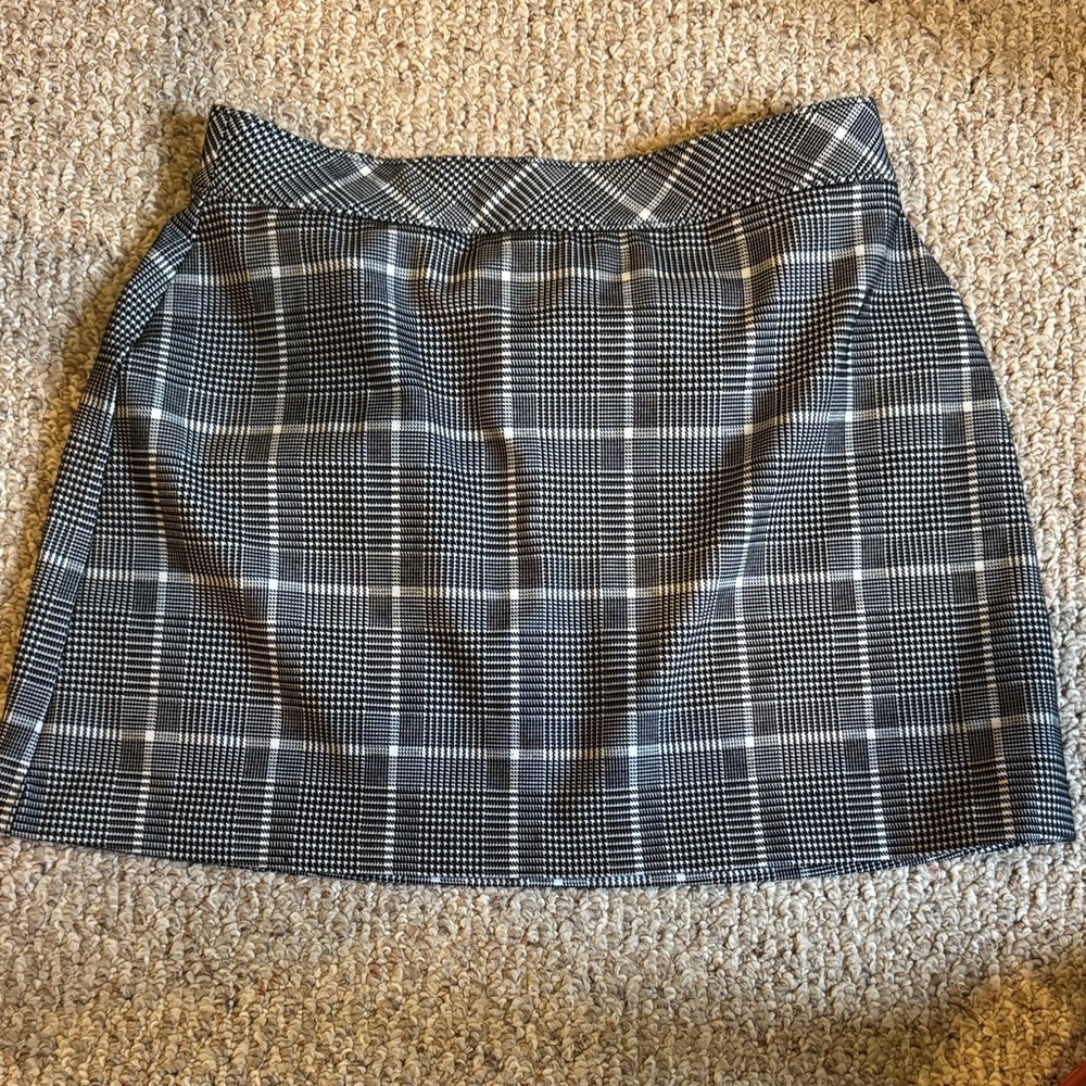 SPANX Black and White Checkered Mini Skirt